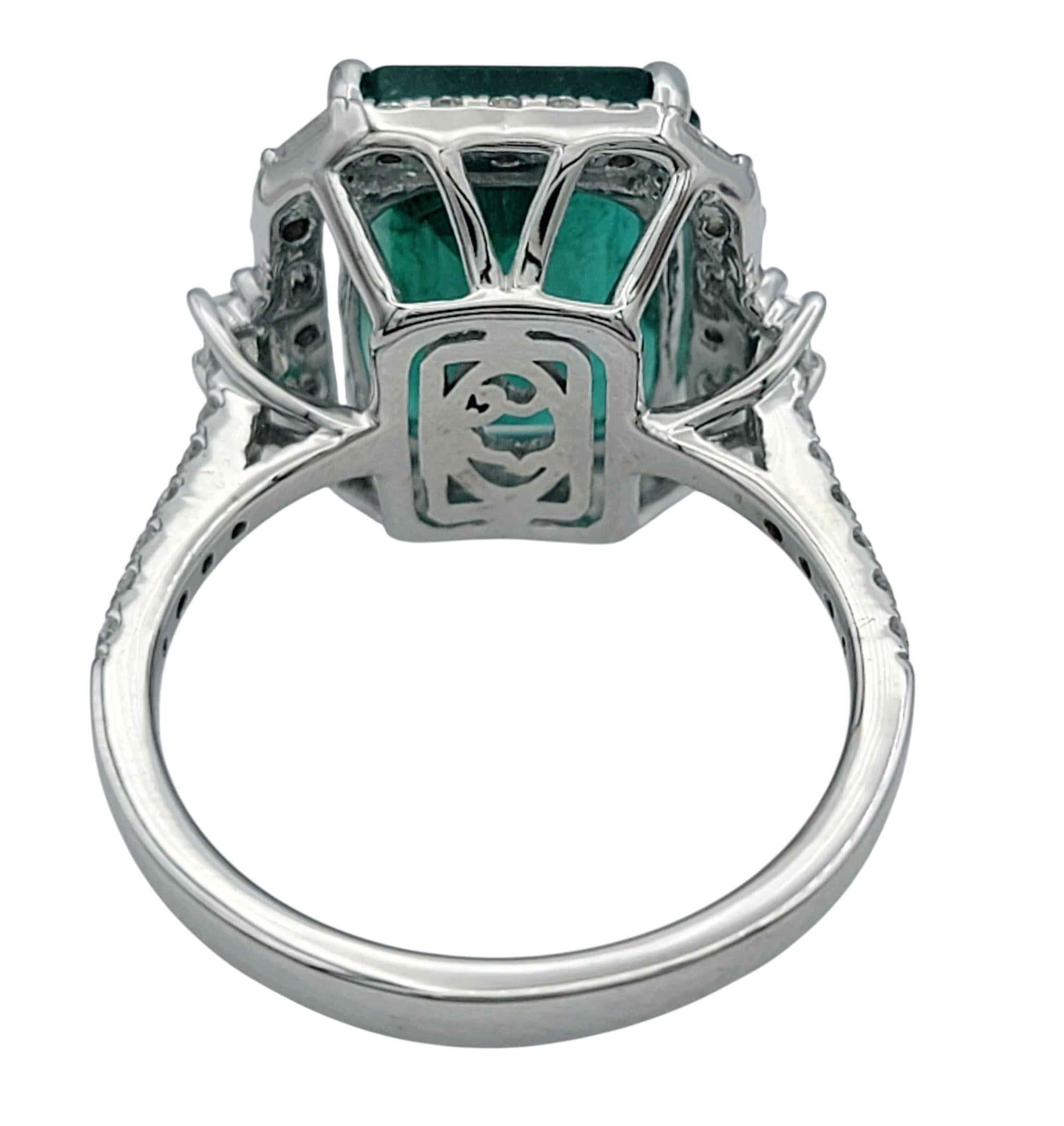 Effy 3,79 Karat Smaragdschliff kolumbianischen Smaragd Ring mit Diamanten 14K Weißgold im Angebot 1