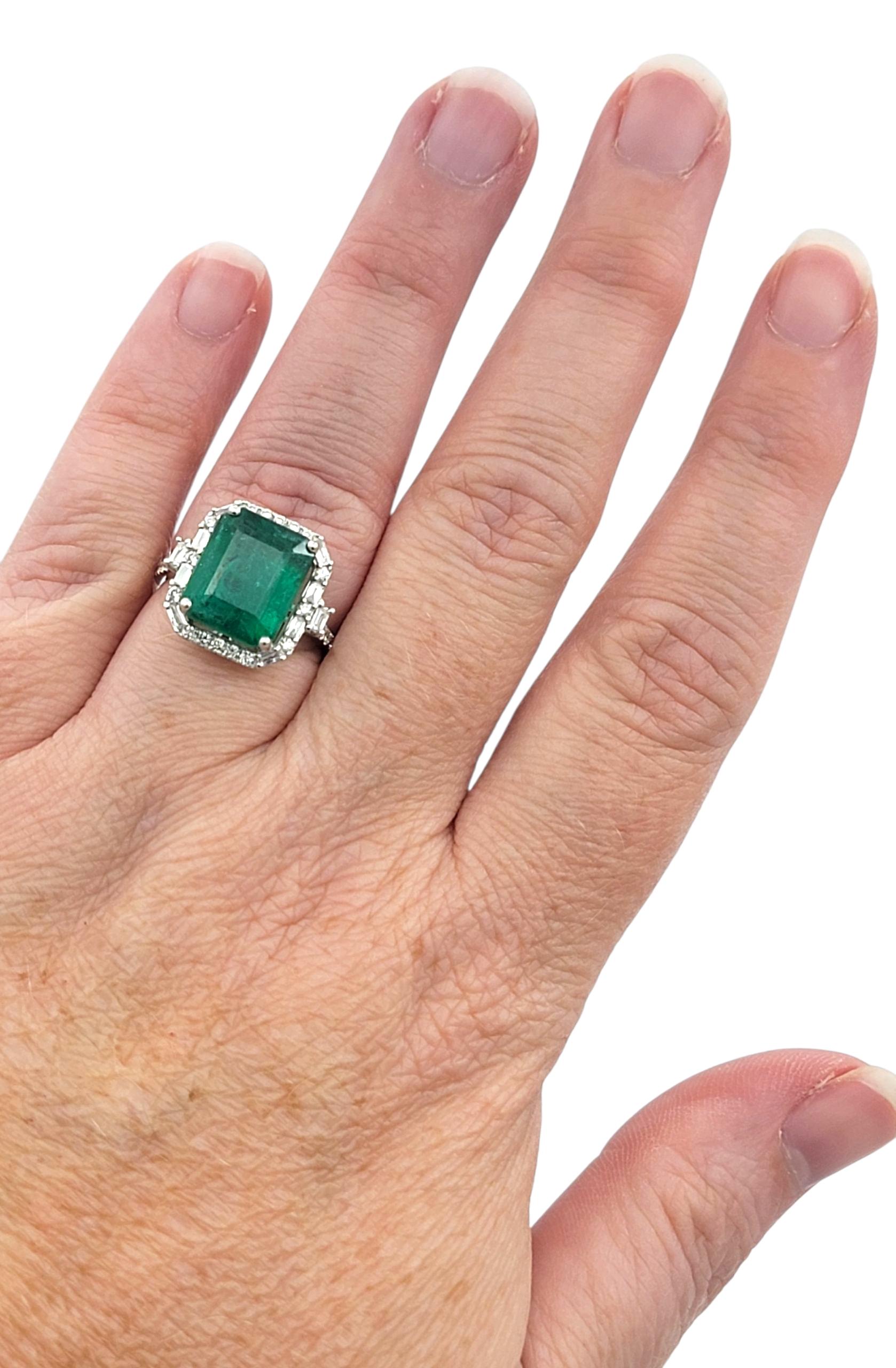 Effy 3,79 Karat Smaragdschliff kolumbianischen Smaragd Ring mit Diamanten 14K Weißgold im Angebot 3