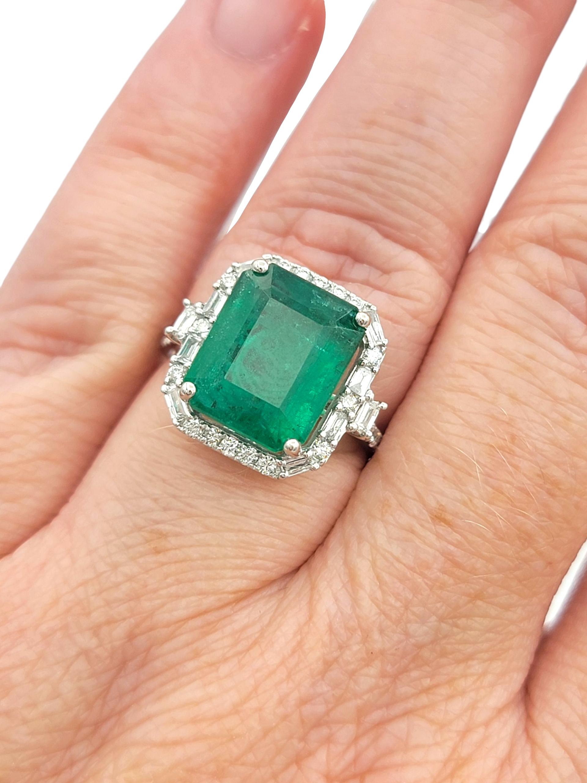 Effy 3,79 Karat Smaragdschliff kolumbianischen Smaragd Ring mit Diamanten 14K Weißgold im Angebot 4
