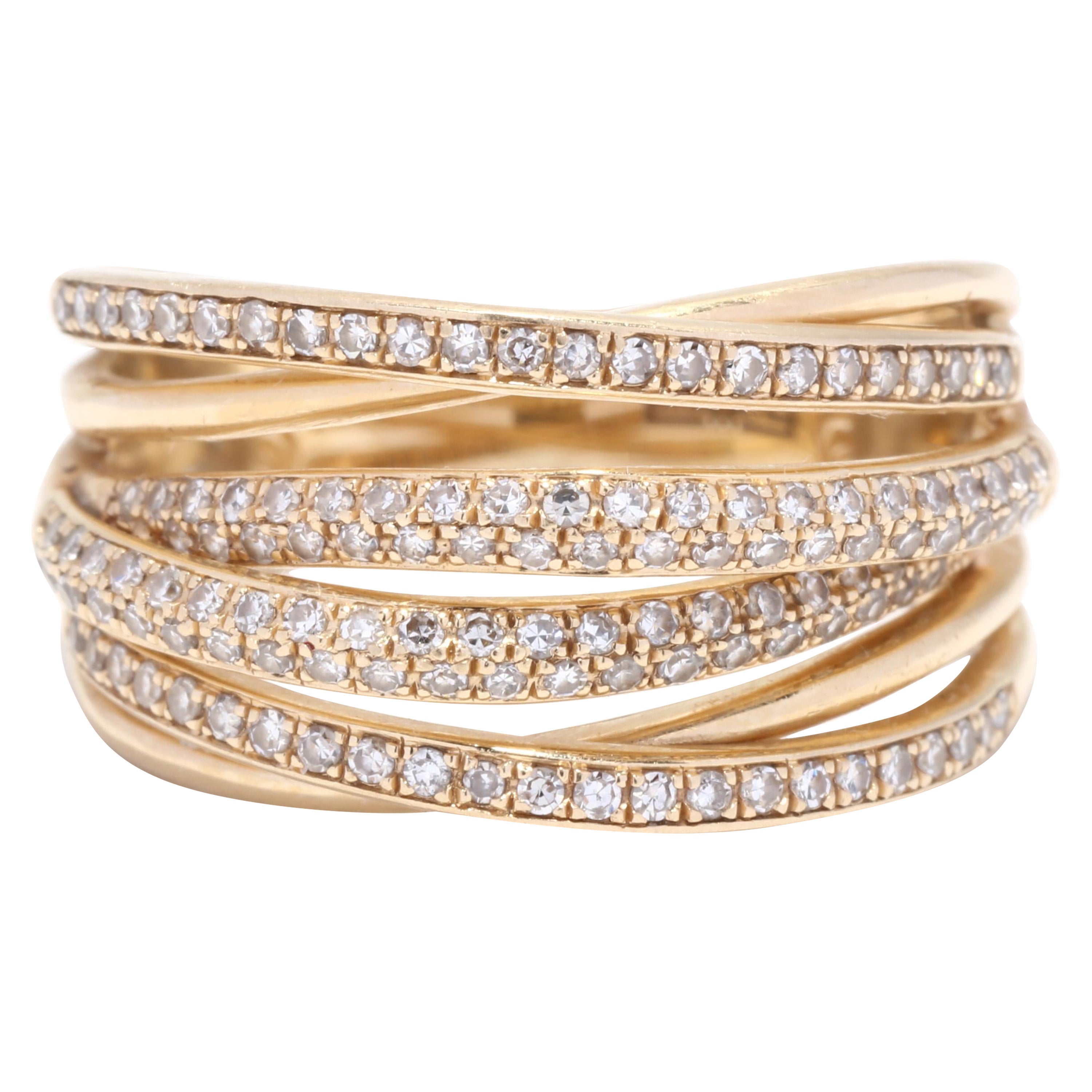 Effy .40ctw Diamant Crossover breiter Bandring, 14K Gelbgold, Ring Größe 7