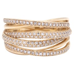 Vintage Effy .40ctw Diamond Crossover Wide Band Ring, 14k Yellow Gold, Ring