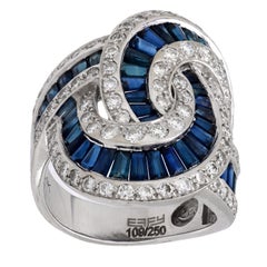 Effy 5.25 carat sapphire diamond 14k white gold cocktail ring