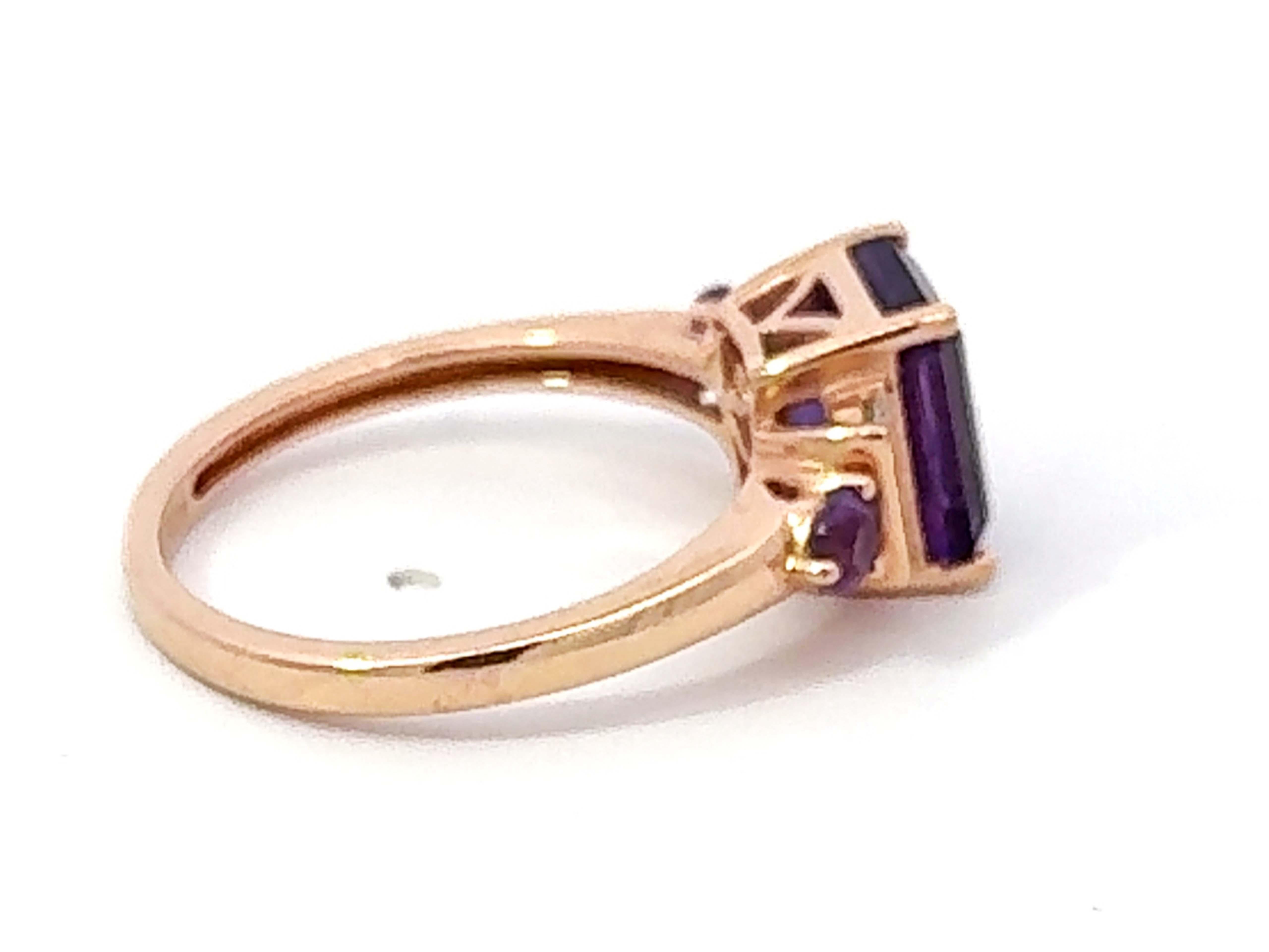 EFFY Amethyst and Diamond Ring 14k Rose Gold In Excellent Condition For Sale In Honolulu, HI