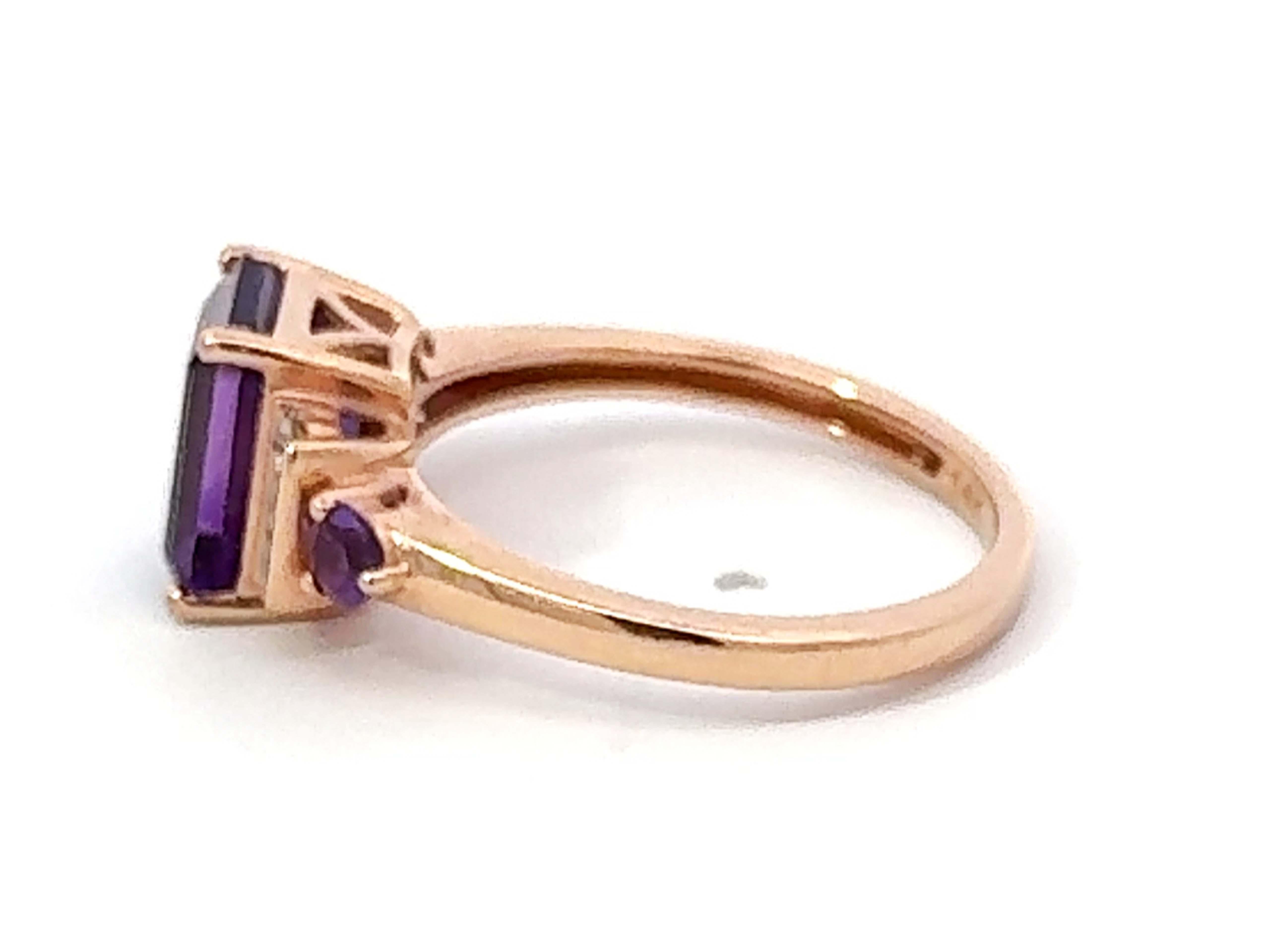 Women's EFFY Amethyst and Diamond Ring 14k Rose Gold For Sale