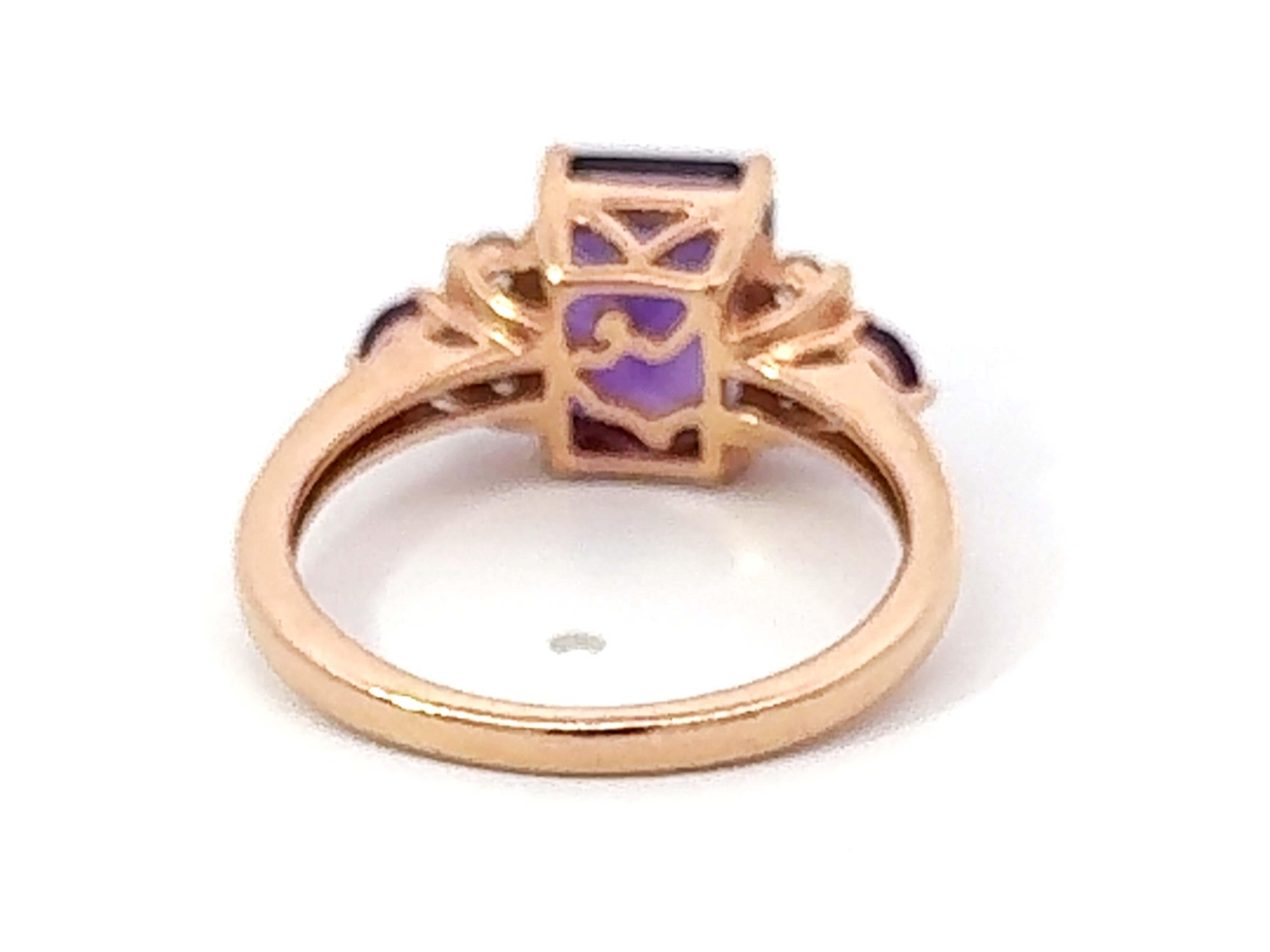 EFFY Amethyst and Diamond Ring 14k Rose Gold For Sale 1