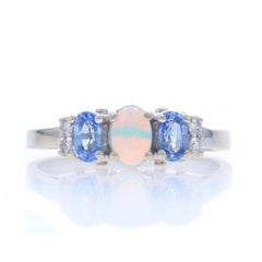 Effy Australian Opal Tanzanite Diamond Ring - White Gold 14k Oval Cab .69ctw