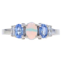 Effy Australian Opal Tanzanite Diamond Ring - White Gold 14k Oval Cab .69ctw