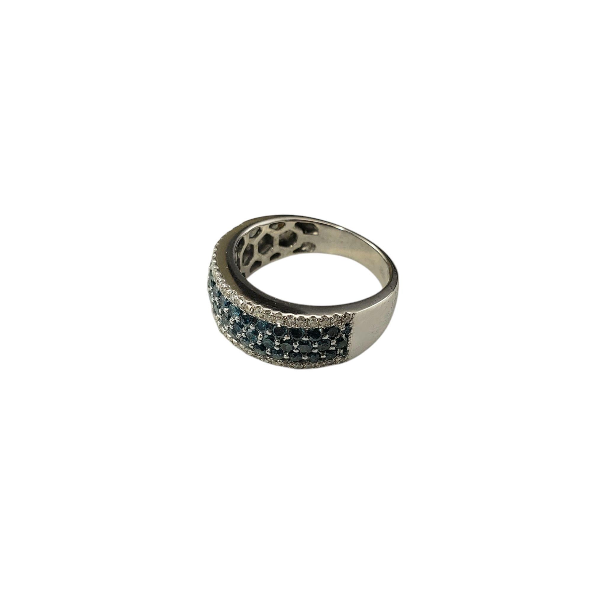 Contemporary Effy Bella Bleu 14K White Gold Blue and White Diamond Band Size 7 #21237 For Sale