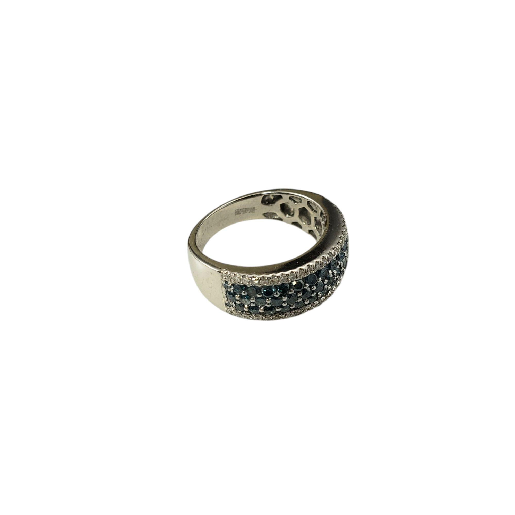 Single Cut Effy Bella Bleu 14K White Gold Blue and White Diamond Band Size 7 #21237 For Sale