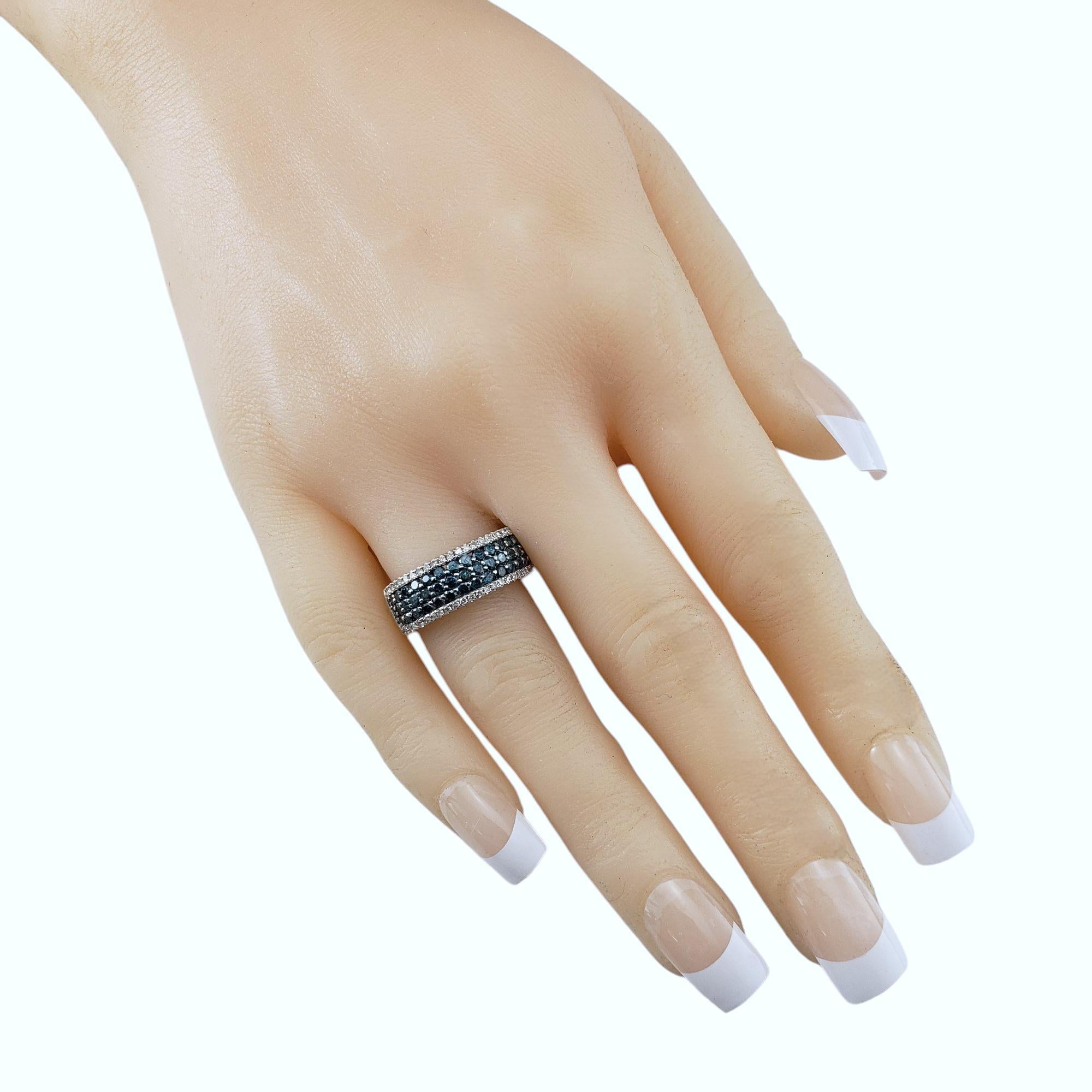 Effy Bella Bleu 14K White Gold Blue and White Diamond Band Size 7 #21237 For Sale 2