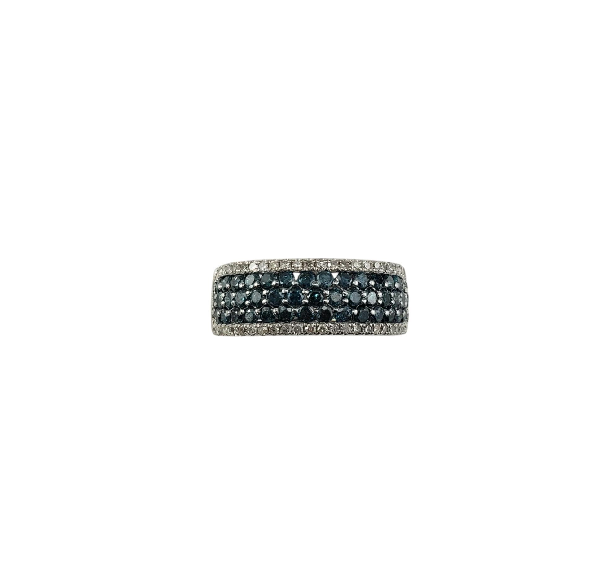 Effy Bella Bleu, fascia in oro bianco 14 carati con diamanti bianchi e blu, misura 7 #23003 in vendita