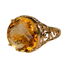 Effy BH Bague en or jaune 14k avec citrine ronde naturelle 11ct