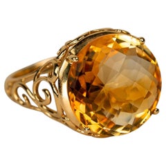 Effy BH Bague en or jaune 14k avec citrine ronde naturelle 11ct
