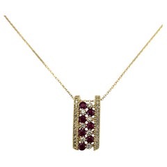 Effy BH Collar Colgante Escalera Oro Amarillo 14K Rubí y Diamantes #25054