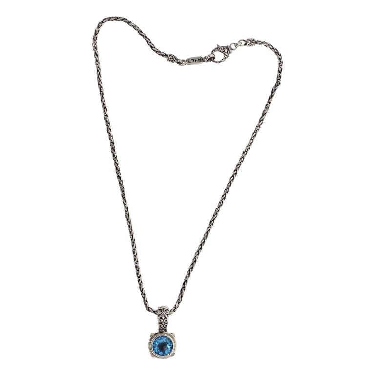 Effy BH 925 Sterling Silver 18 Karat Gold Blue Topaz Pendant Necklace ...
