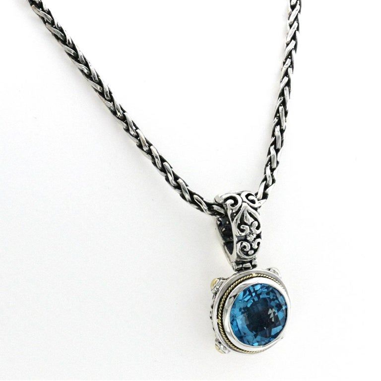 Effy BH 925 Sterling Silver 18 Karat Gold Blue Topaz Pendant Necklace ...