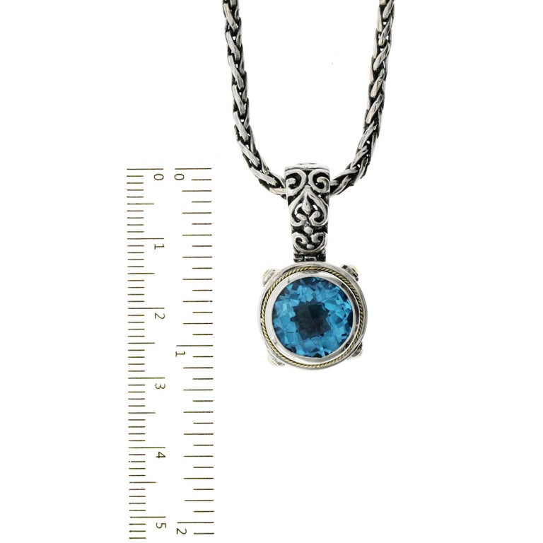 Effy BH 925 Sterling Silver 18 Karat Gold Blue Topaz Pendant Necklace ...