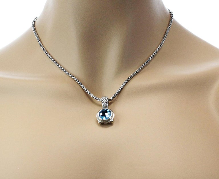 Effy BH 925 Sterling Silver 18 Karat Gold Blue Topaz Pendant Necklace ...