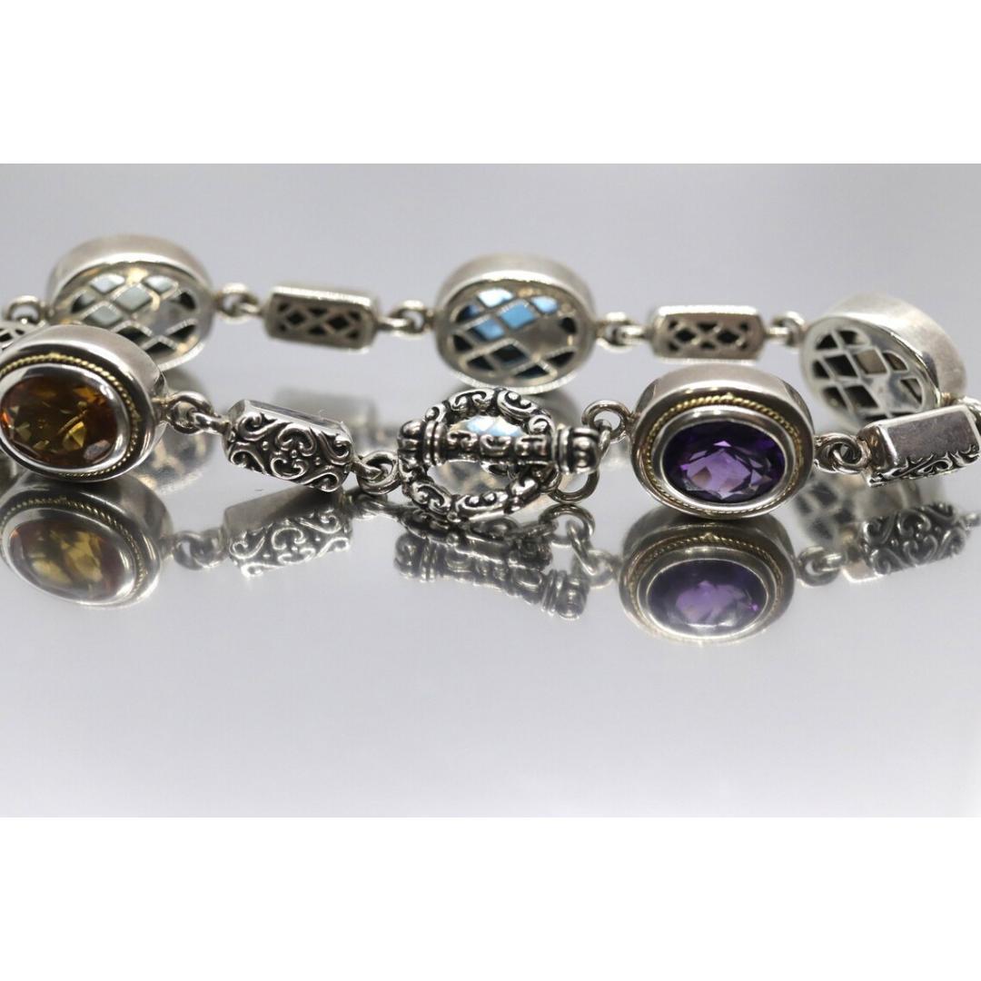 Bracciale BH di Effy. Bracciale bizantino in argento sterling 18k con più pietre preziose in vendita 6