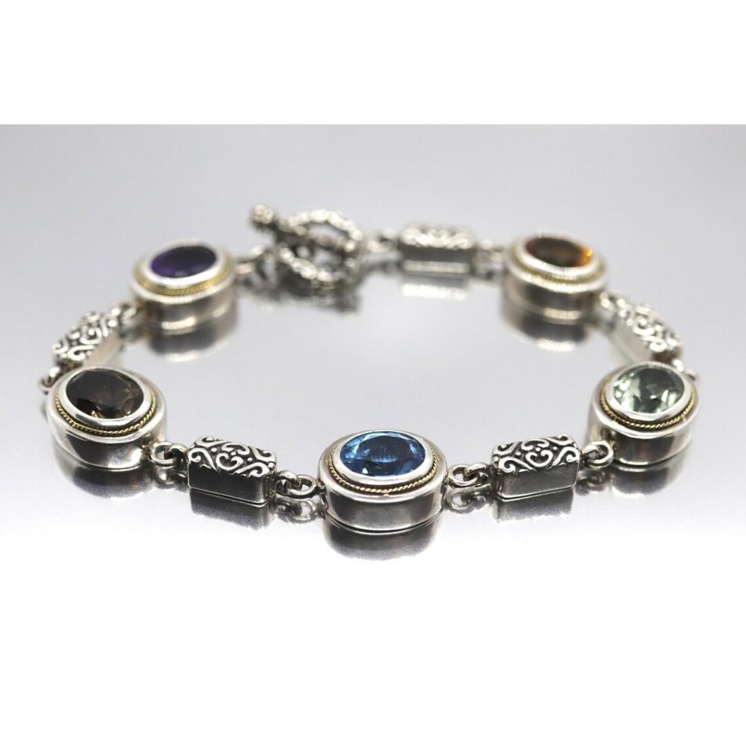 Bracciale BH di Effy. Bracciale bizantino in argento sterling 18k con più pietre preziose In condizioni buone in vendita a Port Charlotte, FL