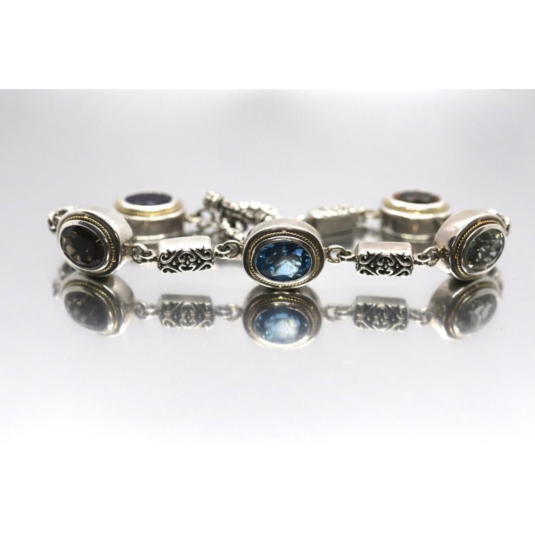 Donna Bracciale BH di Effy. Bracciale bizantino in argento sterling 18k con più pietre preziose in vendita