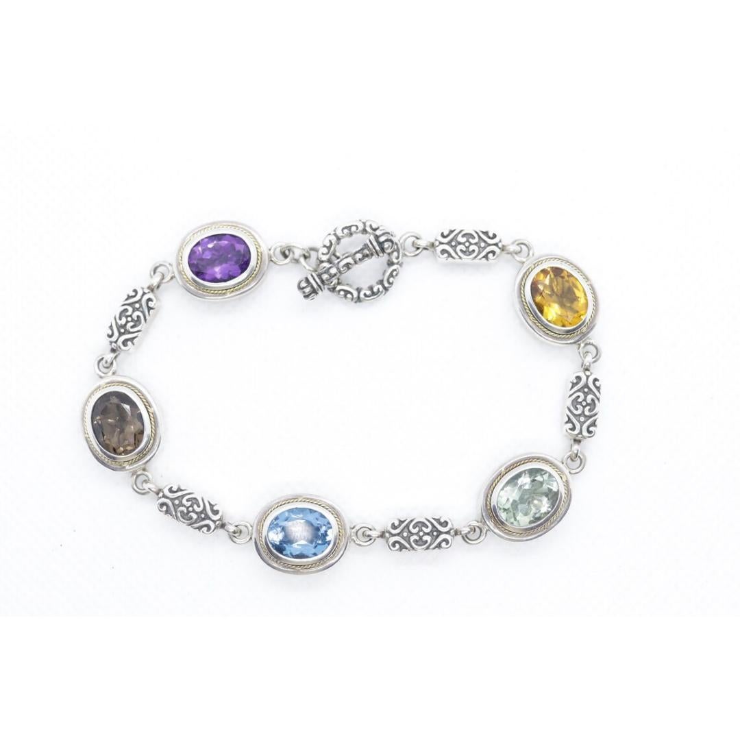 Bracciale BH di Effy. Bracciale bizantino in argento sterling 18k con più pietre preziose in vendita 2