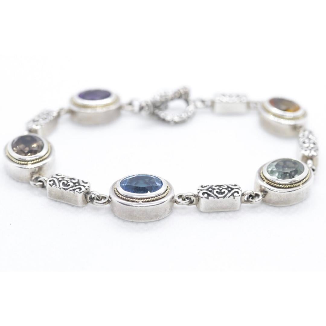 Bracciale BH di Effy. Bracciale bizantino in argento sterling 18k con più pietre preziose in vendita 3