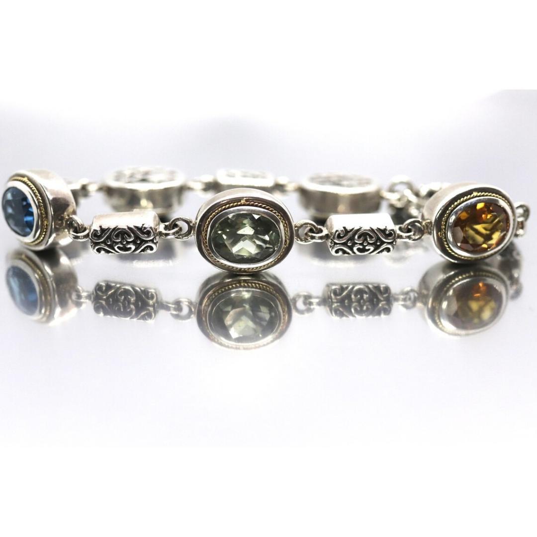Bracciale BH di Effy. Bracciale bizantino in argento sterling 18k con più pietre preziose in vendita 4