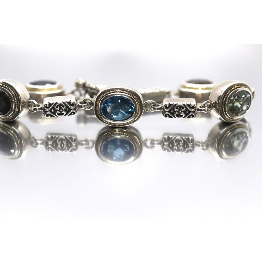 Bracciale BH di Effy. Bracciale bizantino in argento sterling 18k con più pietre preziose in vendita 5