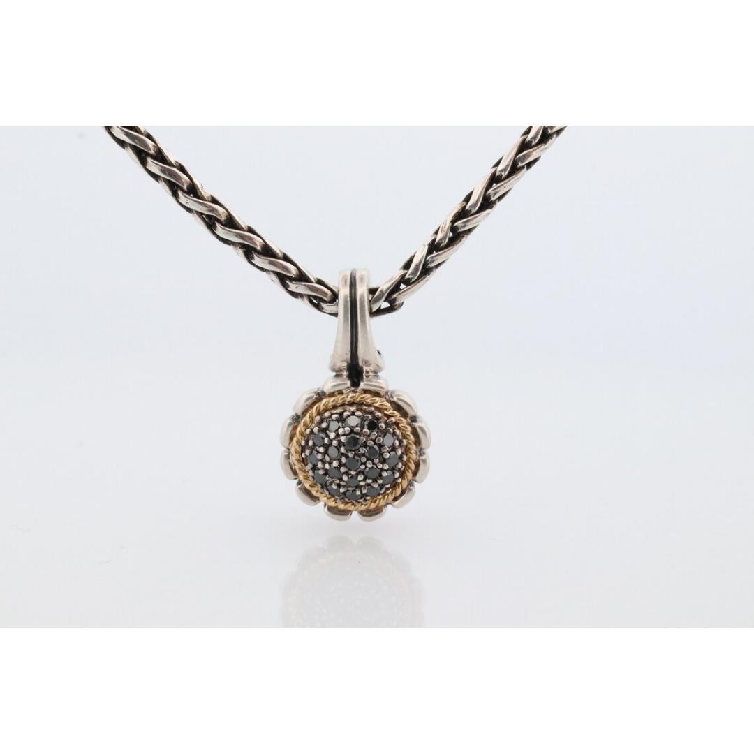 EFFY BH Necklace. 18k Sterling Silver Necklace and Black Diamond Pendant In Good Condition For Sale In Port Charlotte, FL