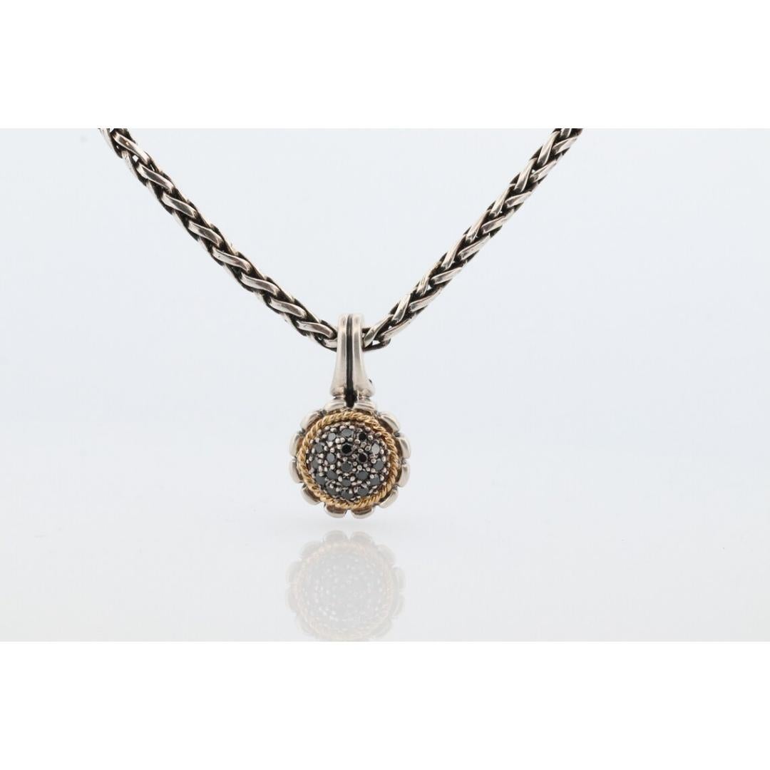 EFFY BH Necklace. 18k Sterling Silver Necklace and Black Diamond Pendant For Sale 1