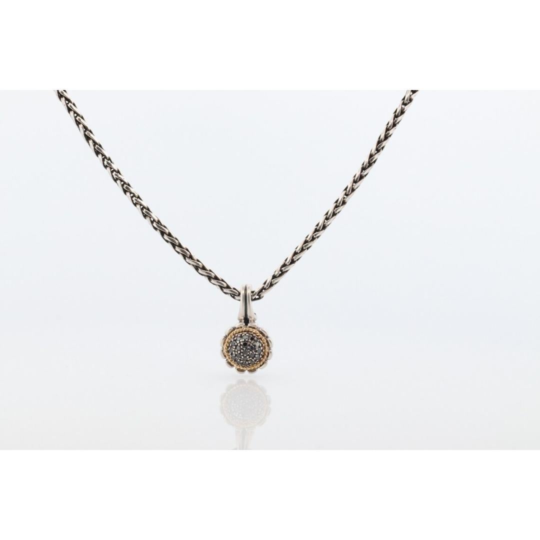 EFFY BH Necklace. 18k Sterling Silver Necklace and Black Diamond Pendant For Sale 3