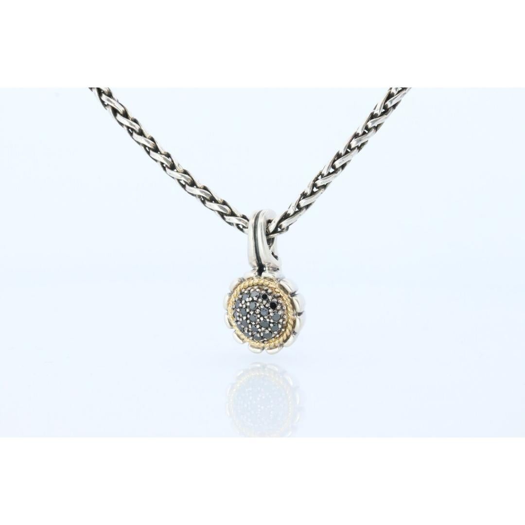 EFFY BH Necklace. 18k Sterling Silver Necklace and Black Diamond Pendant For Sale 4