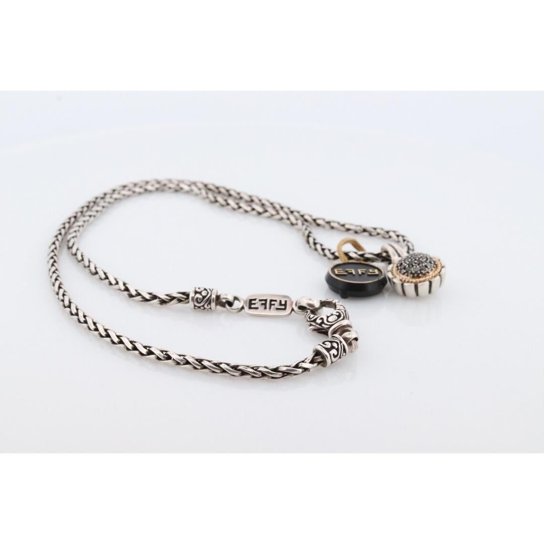 EFFY BH Necklace. 18k Sterling Silver Necklace and Black Diamond Pendant For Sale 5