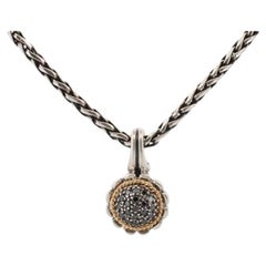 EFFY BH Necklace. 18k Sterling Silver Necklace and Black Diamond Pendant