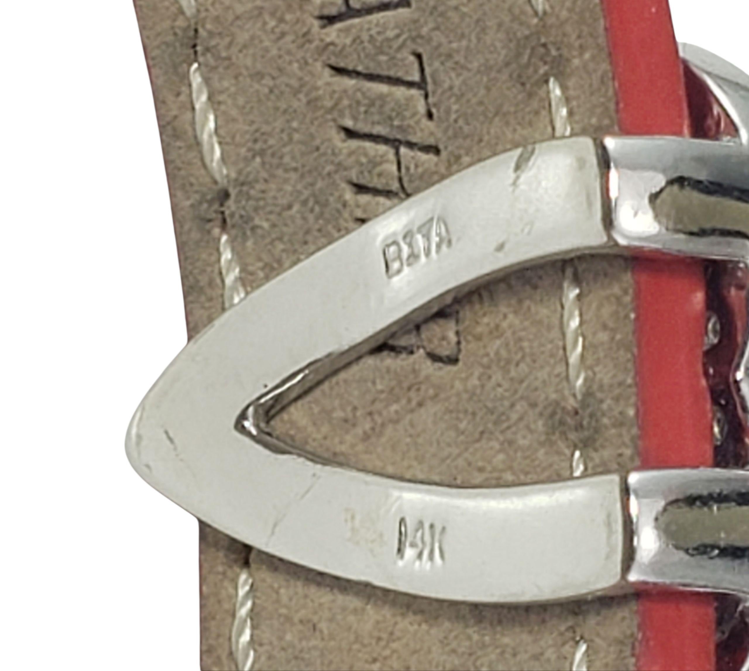 Effy Bita 14K White Gold and Diamond Heart Red Leather Bracelet #22292 For Sale 2
