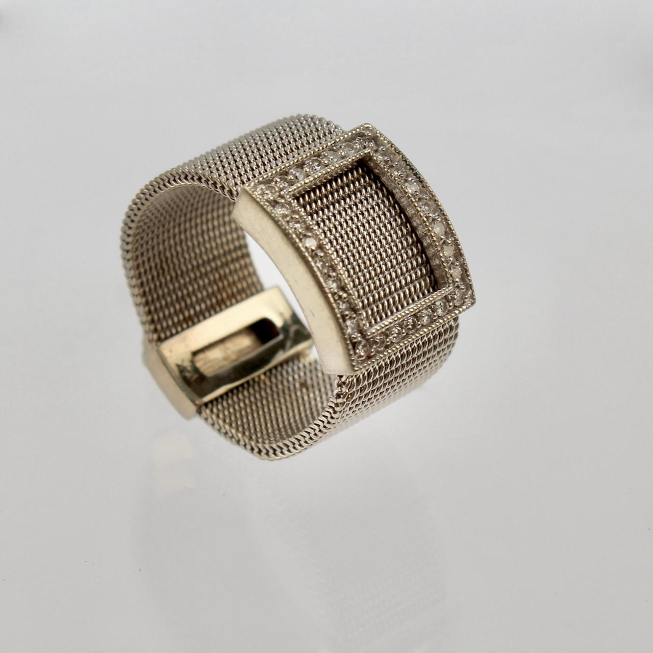 A very fine Deco style EFFY Bita 14k gold and diamond ring.

With a mesh band and diamond set 'buckle' to the top.

Simply a great ring!

Date:
20th Century

Overall Condition:
It is in overall good, as-pictured, used estate condition with some very