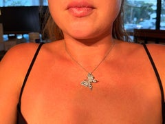 EFFY Black and White Diamond Butterfly Necklace 14K White Gold