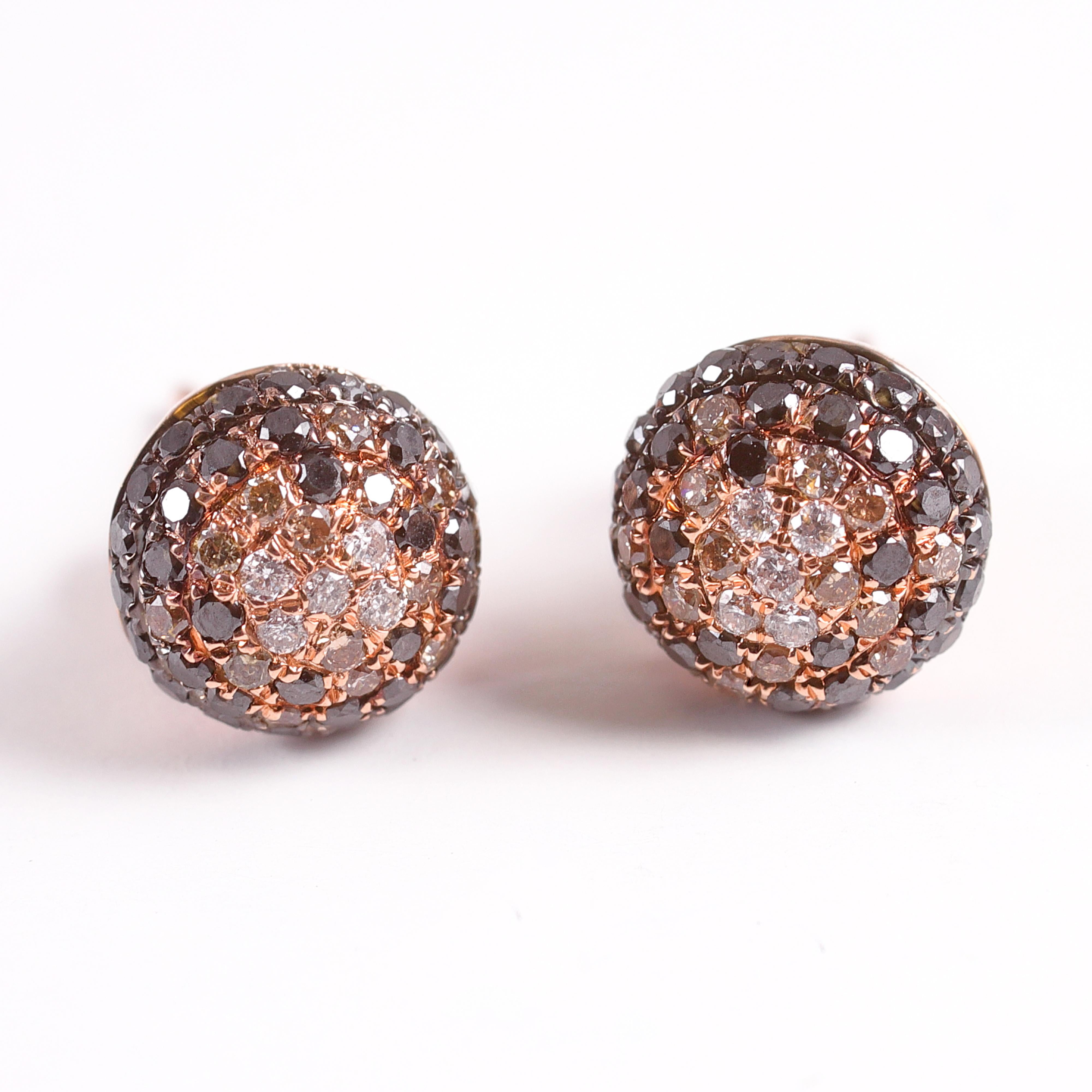 Pave set black and white diamond earrings set in 14 karat gold. These earrings by Effy are so versatile!