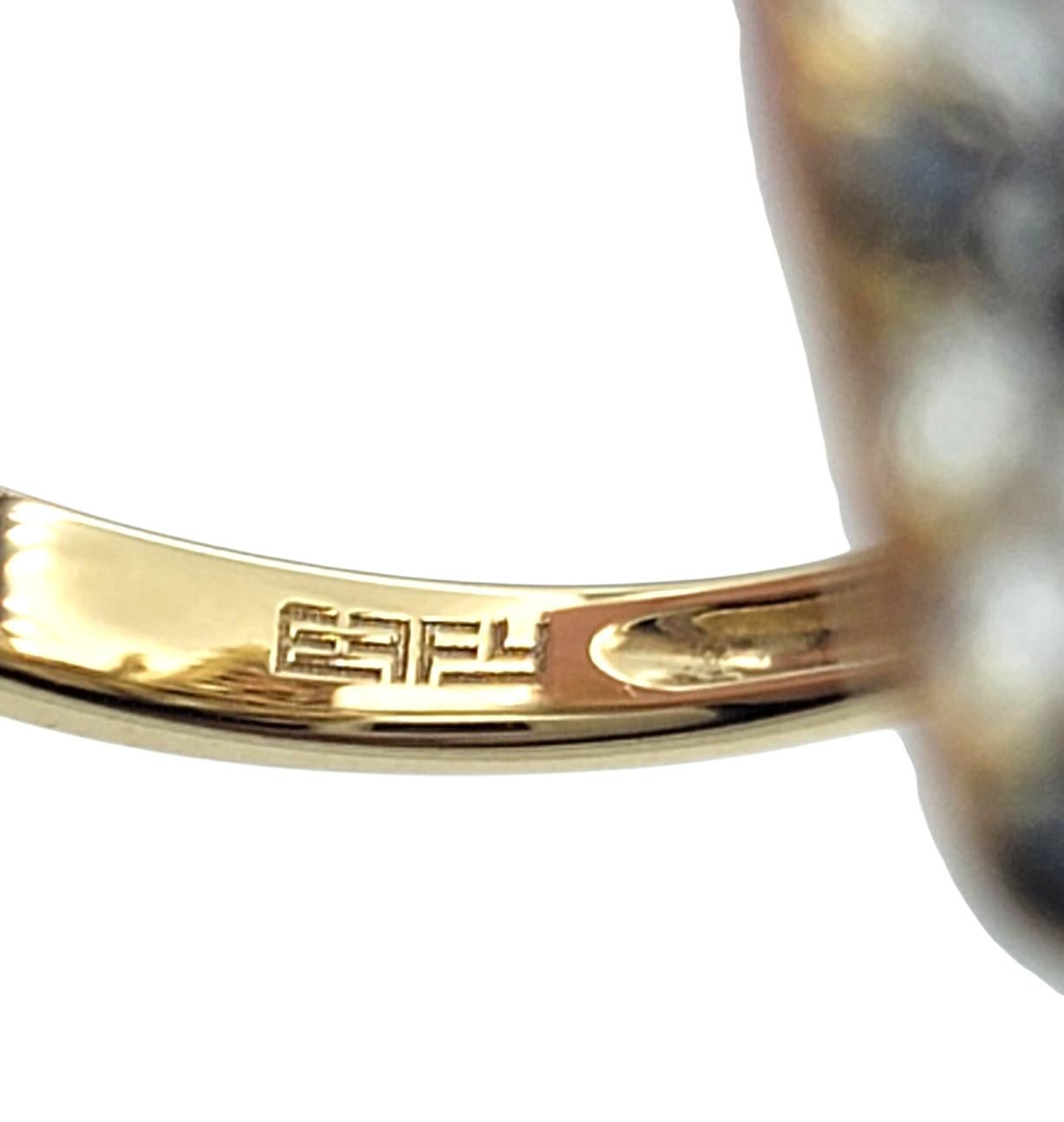 Effy - Bague cocktail papillon en or jaune 14 carats avec diamants noirs et blancs en vente 1