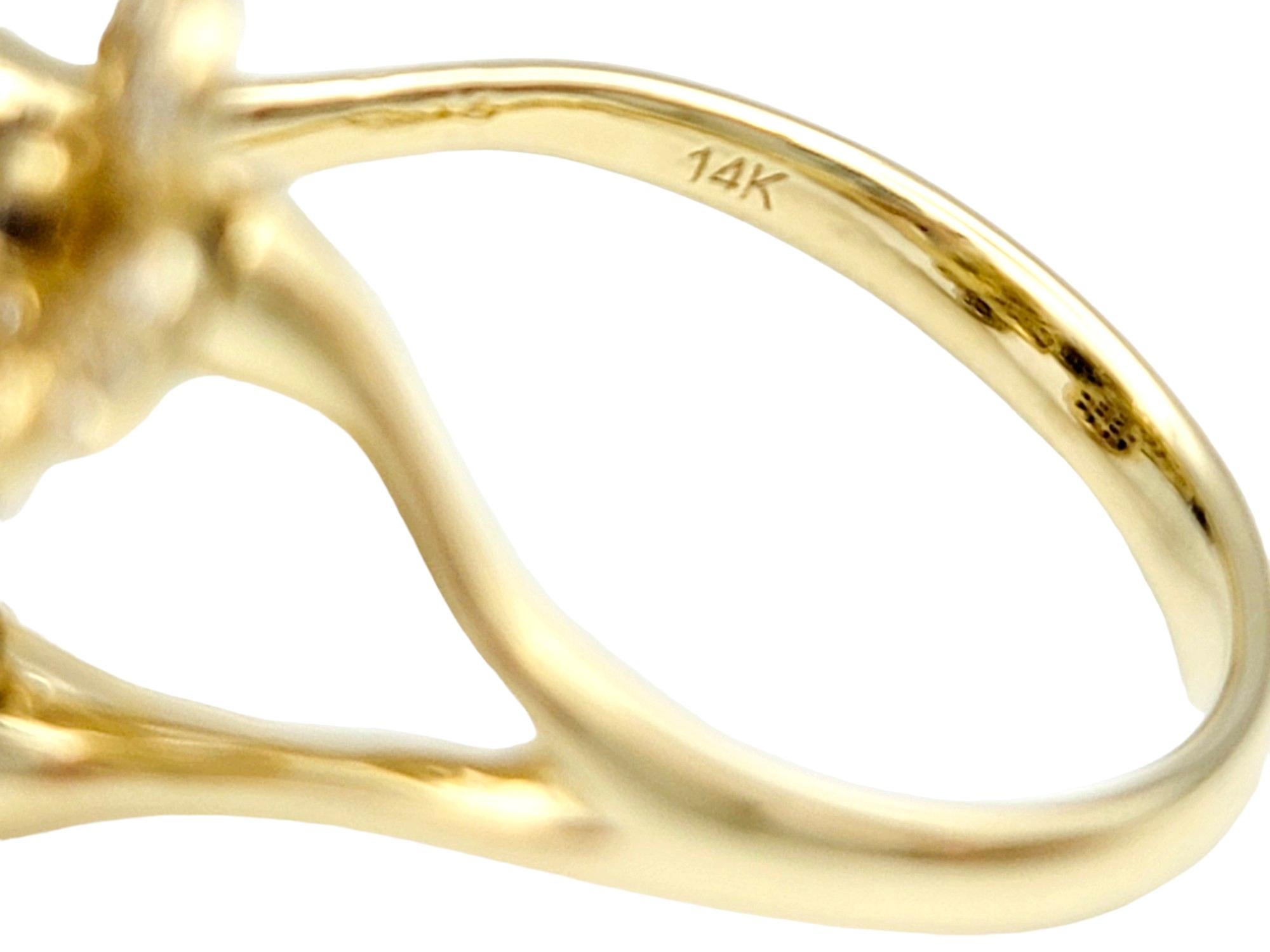 Women's Effy Black, Brown and White Diamond Flower Cocktail Ring in 14 Karat Yellow Gold For Sale