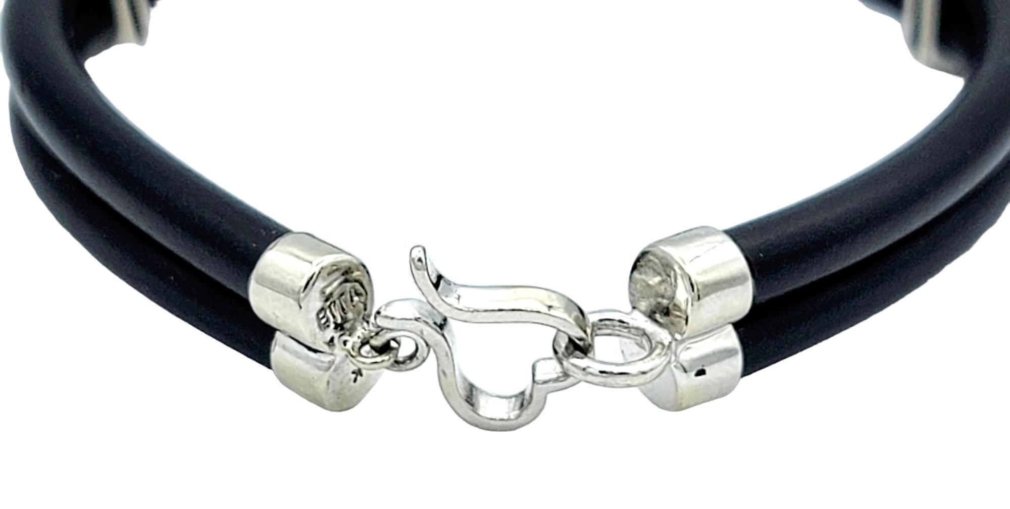Effy Bracelet manchette en caoutchouc noir avec Slide en or blanc et diamants en vente 1