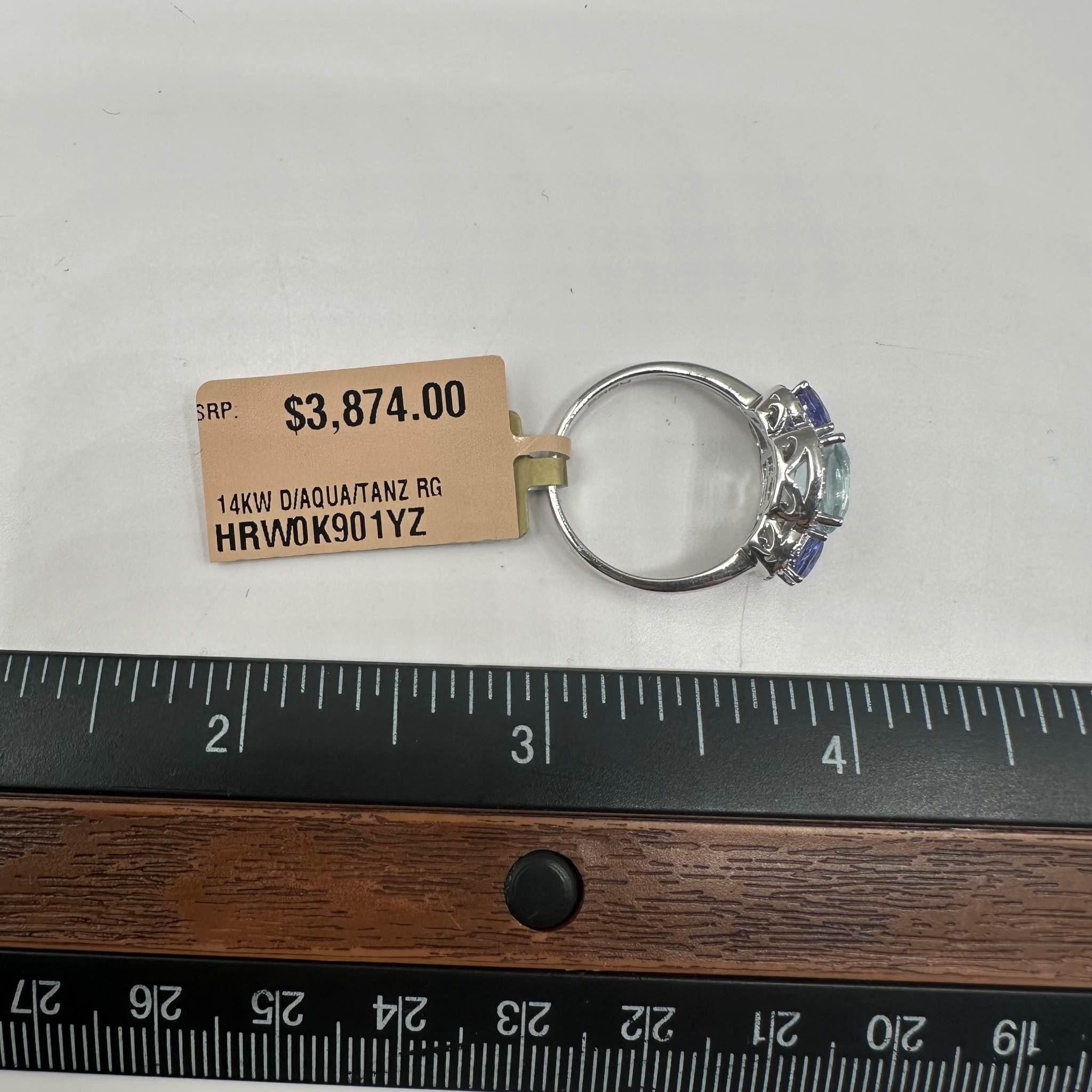 Women's Effy Blue Multicolor Ring in 14kt Gold - 3.20ctw Aquamarine, Tanzanite, Diamonds For Sale