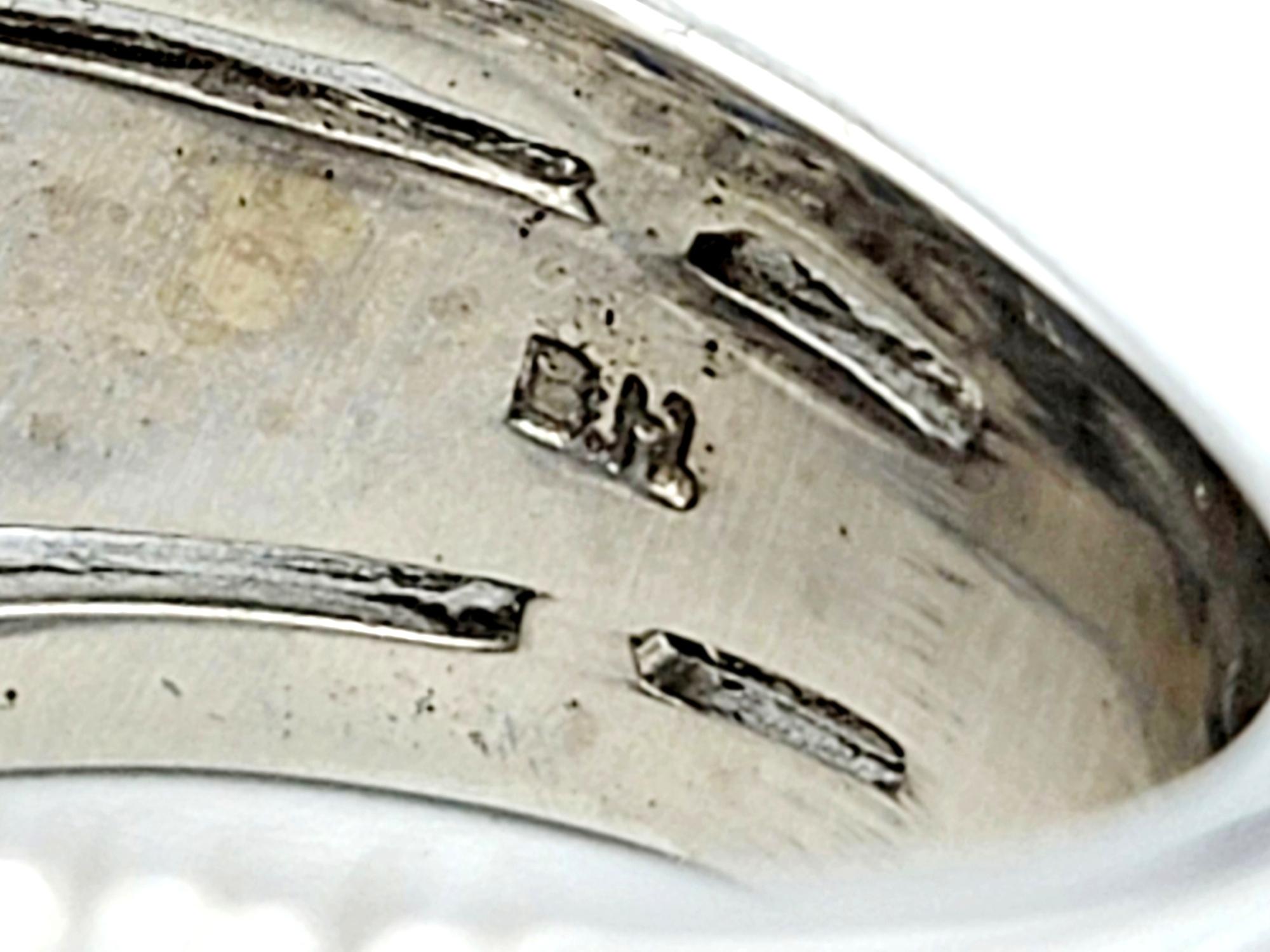 Effy Blue Sapphire and Diamond Floral Motif Wide Band Ring in 14 Karat Gold For Sale 1