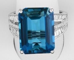 Effy Blue Topaz 15.30 ct & Diamond .85 ct in 14k White Gold