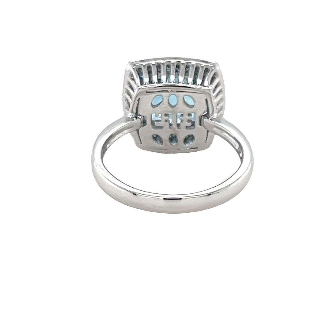 Effy Anillo de Cóctel de Topacio Azul con Aureola de Diamantes en Bueno estado para la venta en Coral Gables, FL