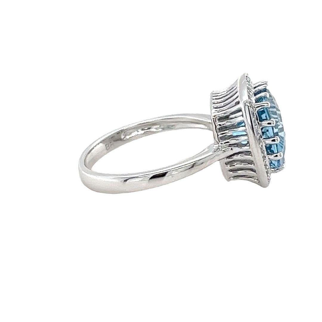 De las mujeres Effy Anillo de Cóctel de Topacio Azul con Aureola de Diamantes en venta