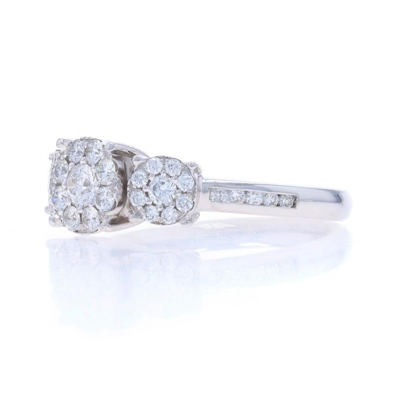 EFFY Bouquet Diamond Cluster Halo Engagement Ring - White Gold 14k Round 1.00ctw In Excellent Condition For Sale In Greensboro, NC