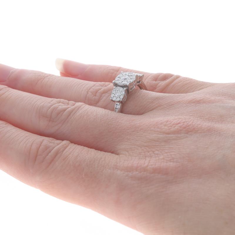 Women's EFFY Bouquet Diamond Cluster Halo Engagement Ring - White Gold 14k Round 1.00ctw For Sale