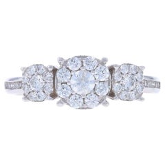 Bague de fiançailles EFFY Bouquet Diamond Cluster Halo en or blanc 14 carats rond 1,00 ctw